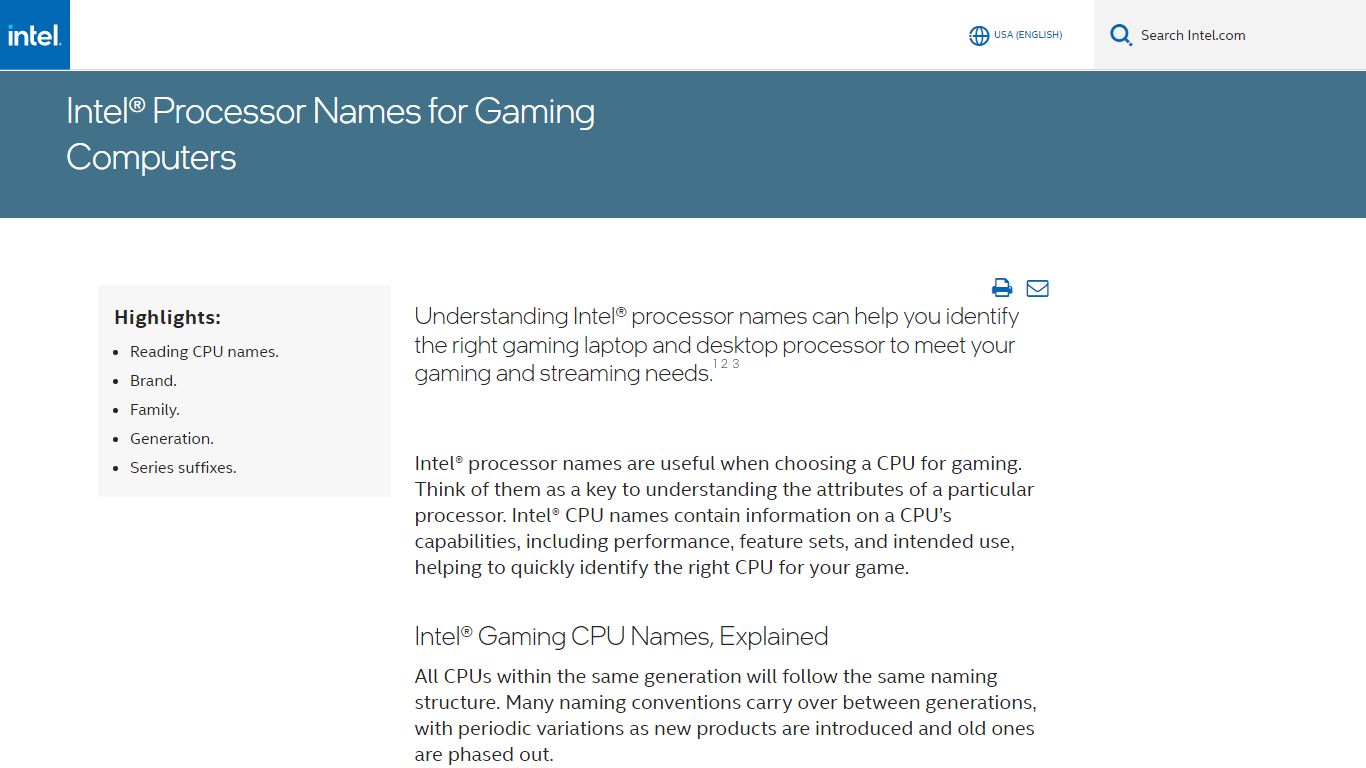 Intel® Processors for Gaming and Names Explanation